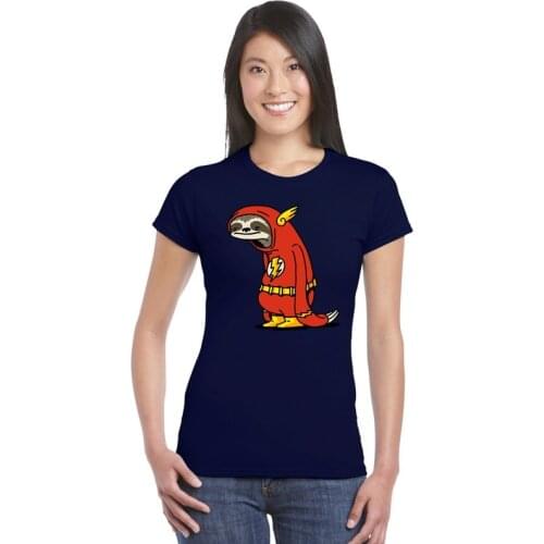 Womens short Tees youth hipster topshirts woman T-shirt harajuku comic ladies Tshirt The Flash super hero Red Sloth t shirt