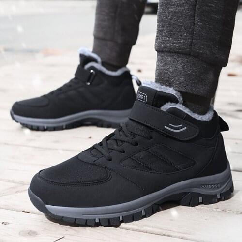 Winter Cotton Mens Warm Plush Dad High Top Outdoor Snow Boots Thick Soled Middle-aged And Shoes Zapatos De Mujer Free shipping