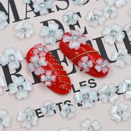 1 box white flower design 3d Nail Glitter charms Manicure Nail Art Glitter Decorations supplies tools accessoires
