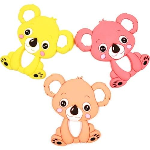 1pc Baby Koala Silicone Teether Teething Chew Toy Infant Teether Beads DIY Necklace Nursing Tool Pendant Food Grade Silicone