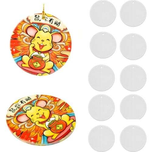 20pcs/lot Sublimation Blank Ceramic Hanging Round Ornament Christmas Tree Decor White DIY Crafting Personalized 3 inch