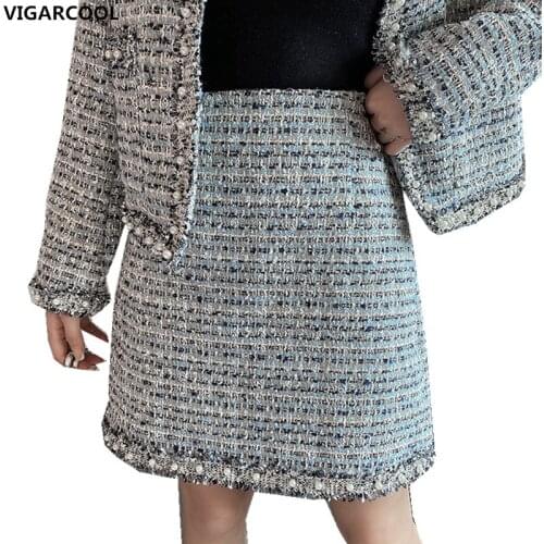 2021 Autumn Womens short Skirts fashion craft beaded High-quality Short Skirts short Little fragrance High waist Skirts Women