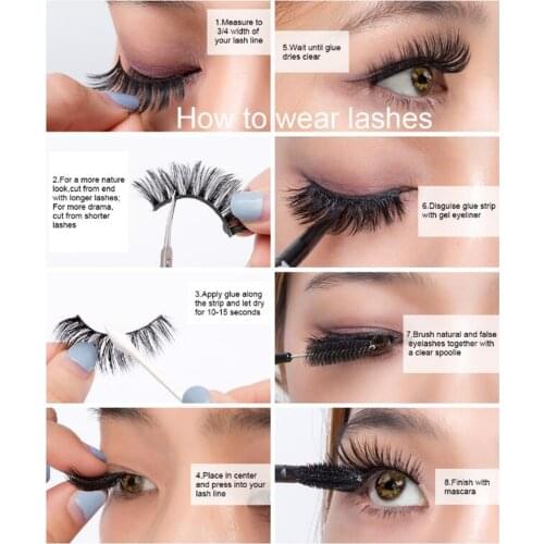 5 Pairs 3D Faux Mink Hair False Eyelashes Natural Long Eye Lashes Set Soft Handmade Makeup Beauty Extension Silk Eyelashes Tool