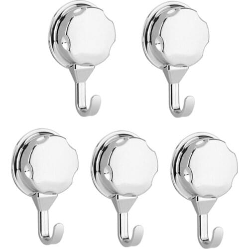 5Pcs Chromed Vacuum Suction Cup Kitchen Hooks for Towel Hooks Bathroom Wall Hooks Self Adhesive Bathroom Towel Hooks