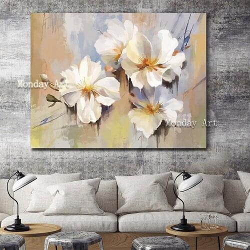 Handmade Abstract Watercolor Flower Oil Painting On Canvas Wall Poster Cuadros Decora Modern Art Flower Picture For Living Room