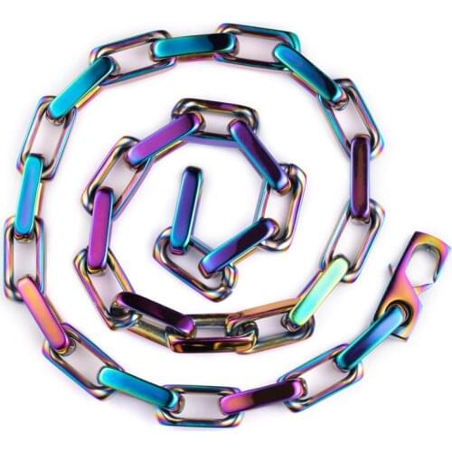 Hip Hop Stainless Steel Glossy Dazzling Multicolor Color Necklaces for Women Men Fashion Rapper Jewelry Gifts