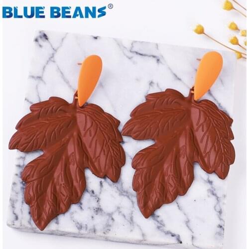 Bohemia Women Metal Maple leaf Earrings Jewelry star Drop Earring brown Fashion Geometric Simple Punk party Earrings Statement