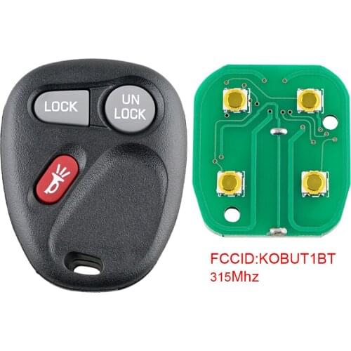 Car Key Replacement 315Mhz 3 Buttons Remote Keyless Entry Key Fob KOBUT1BT Fit for 1999 2000 2001 GMC Sierra 1500 2500 3500 HD