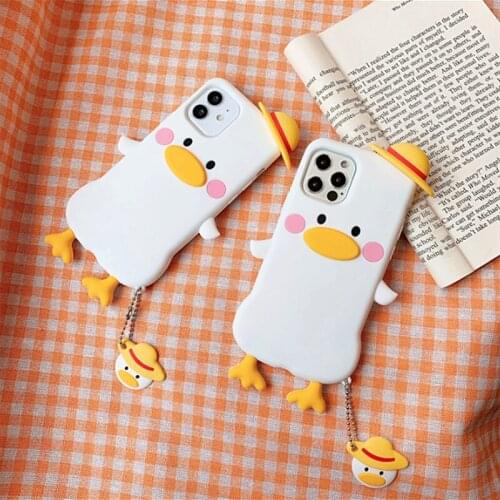 3D Cute Cartoon Hat Duck Phone Case for iphone 12 mini 11 pro max 7 8 plus x xr xs max SE 2020 Funny Anti Drop Back Cover Funda