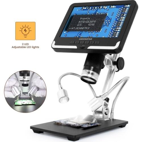Andonstar HD 1080P Digital Microscope AD206 with 2 LEDs and 7'' LCD Screen 2MP Magnifier for SMD Soldering PCB Phone Repair