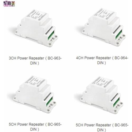 DC5V-24V 12V 3CH 4CH 5CH DIN Rail High Frequency Power Repeater Constant Voltage PWM Signal Amplifier For RGB RGBW LED Tape