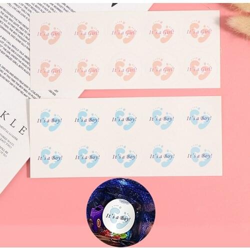 Baby Shower 100pcs 3x3cm "It is a Boy! It is a Girl!" Candy Box Decoration DIY Gifts Bag Stickers Adhesive Sticker Seal Label