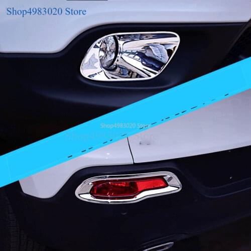 For Jeep Cherokee 2014 2015 2016 2017 ABS Chrome Front Foglight/ Rear fog shade Cover Trim Car Protect Exterior Accessories