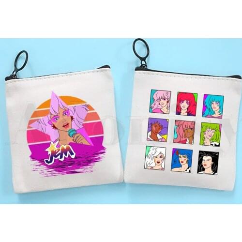 Jem And The Holograms Fashion Hipster Rock Hip Hop Coin Purse Storage Small Bag Card Bag Key Bag Coin Clutch Bag Zipper Key Bag