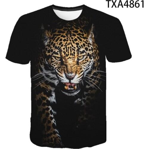 2021 New leopard 3D Printed T-shirt Men Women Children Summer Short Sleeve T shirts Casual Cool Streetwear Kids Cheetah Tops Tee