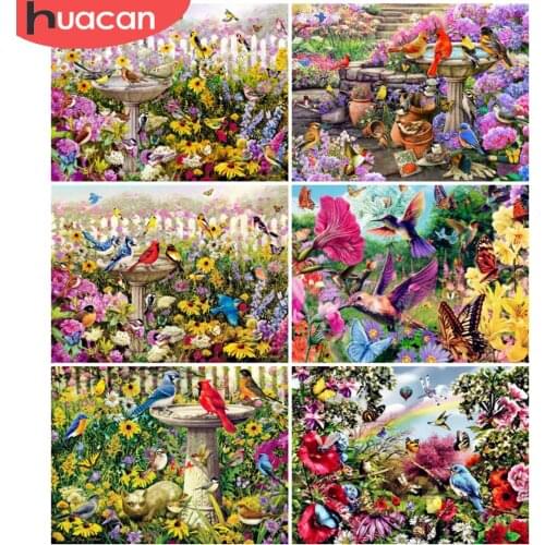 HUACAN Full Square/Round Diamond Painting Birds Diamond Embroidery Flowers Decoration Painting With Diamonds