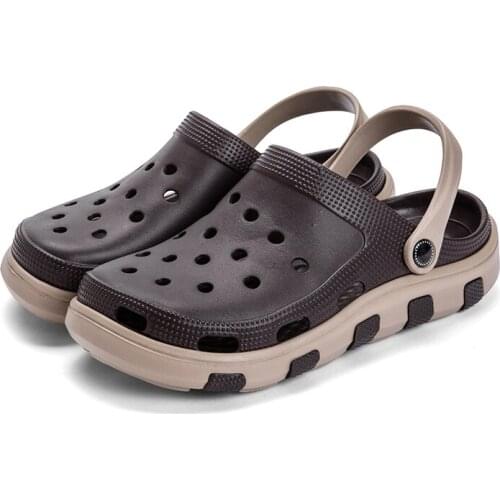 Summer Men Solid Sandals Hollow Out Quick-drying Aqua Shoes Slip on Upstream Beach Water Shoes Casual Slippers 4 Colors