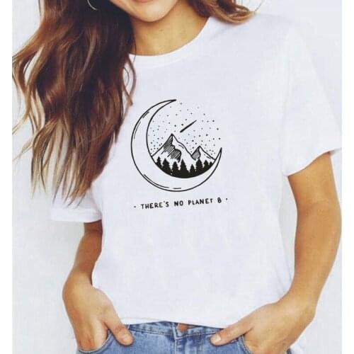 Summer Short Sleeve Women T Shirt Harajuku Casual T Shirt Women Tops There Is No Planet B Print Tee Shirt Femme Camiseta Mujer