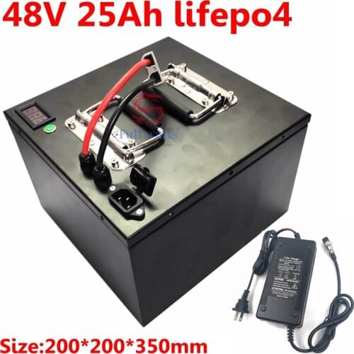 48v 25ah lifepo4 lithium battery with 50A BMS for 2500w 1500w motor bike scooter electric bicycle boat go cart + 5A charger