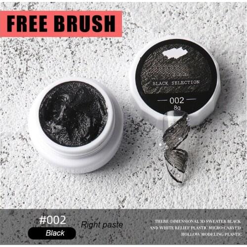 6 Colors Matte 3D UV Nail Polish Lacquer Plaster Painting Carved Glue Relief Sculpture Cream CanBe Toned Manicure Gel Free Brush