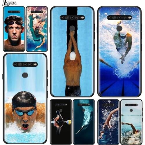 Michael Phelps Swimming for LG G8 G8S G8X V30 V35 V40 V50 V60 ThinQ Q60 K40 K50 K51 K61 K71 K92 K62 Soft Black Phone Case