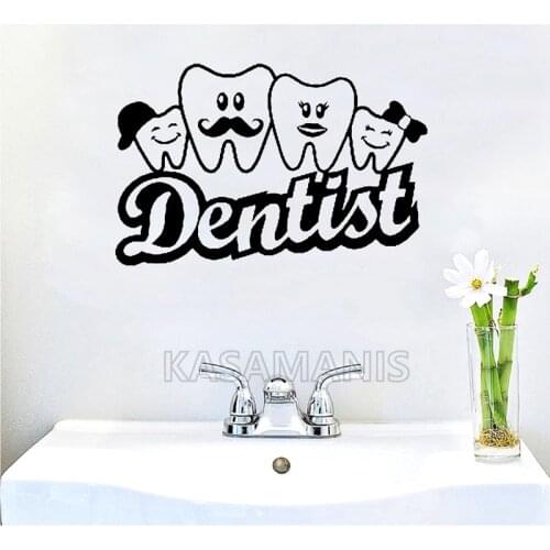 Cute Dentist Teeth Sign Wall Art Decals Dental Clinic Door Window Glass Wall Decoration New Design Teeth Logo Vinyl Stickers
