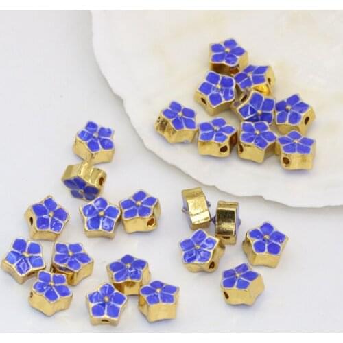 Fashion 8mm blue enamel star shape cloisonne spacers beads 10pcs charms necklaces/bracelets jewelry making accessories B2496