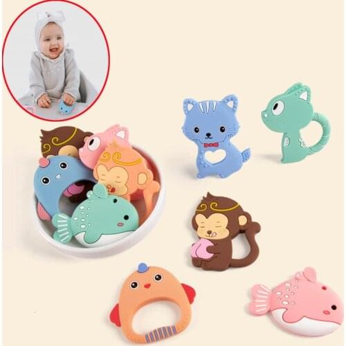 Cartoon Silicone Teether Pendants For Kids Silicone Toddler Molar Teething Product Accessories For Pacifier Chains Free Shipping