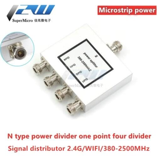 N type power splitter one point four combiner microstrip power signal distributor 2.4G/WIFI/380-2500MHZ