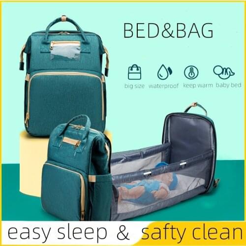 Extend Convertible Baby Diaper Bag Bed Backpack Multifunctional Foldable Baby Travel Storage Bag Stylish Waterproof Drop Ship