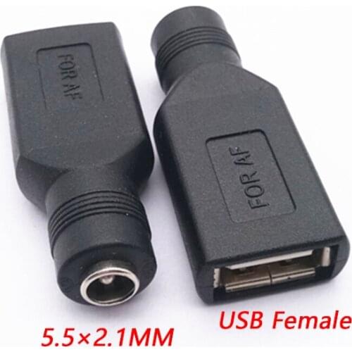 COMPSON 1pcs DC Connector 5.5 x 2.1mm Female to USB Female Plug Converter Power Adapter 5.5×2.1 to USB Female