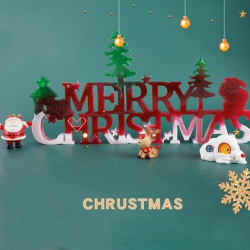 Christmas Listing Ornaments Christmas Diy Crystal Epoxy Mold Merry Christmas Plaque Mold Cake Candies Silicone Mold