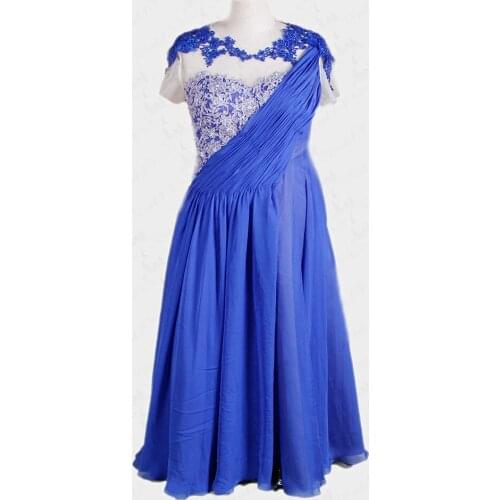 RSE248 Plus Size Navy Blue Mother Of The Bride Dresses Cap Sleeves
