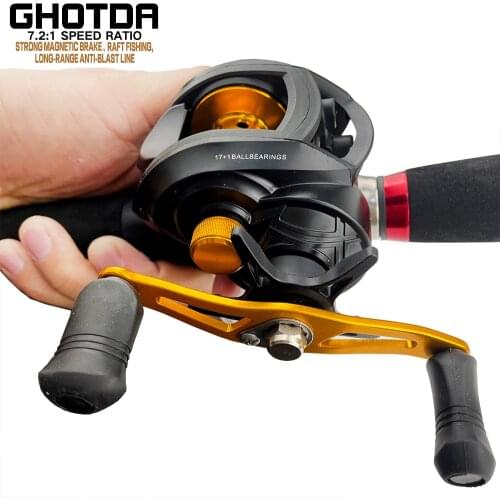 Fishing Reel 7.2:1 Gear Ratio Magnetic Brake System 17+1BB Baitcasting Wheel