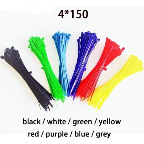 150mm Self-locking Nylon Cable Ties 4mm width 100pcs colorful Plastic Zip Tie black wire binding UL Certified free shipping
