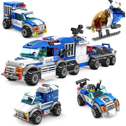 City Police Series Cars Trucks Helicopter Model Building Blocks Compatible Legoed City Figures Military Toys for Children Boy