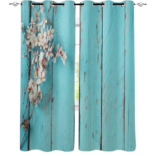 Plum Blossom Plank Blue Wood Flower Curtains For Living Room Modern Window Curtains For Bedroom Curtains Drapes Blinds