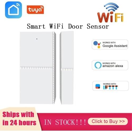 Tuya Smart WiFi Door Sensor Door Open / Closed Detectors Wifi Home Alarm Compatible With Alexa Google Home Tuya APP
