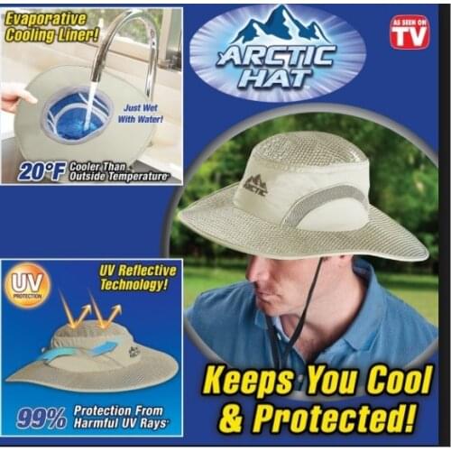 Hot Summer Wide Brim Sun Hat UV Protection Arctic Cap Hat Cooling Ice Cap Sunscreen Hydro Cooling Bucket Keeps Cool Protected