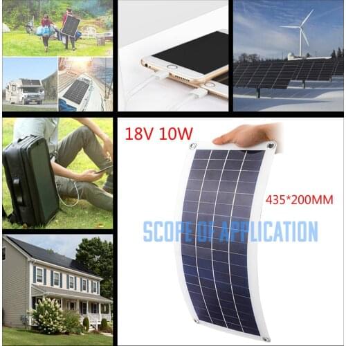 SUNYIMA 18V 10W 435*200MM Solar Panel Kit Semi-flexible Polysilicon Solar Cell DIY Module 12V Car Outdoor Power Battery Charger
