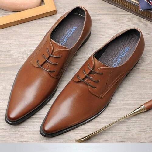 Brand Luxury Italian Mens Formal Shoes Genuine Leather Handmade Business Dress Oxfords Shoes Black Brown Wedding Shoes Size 45