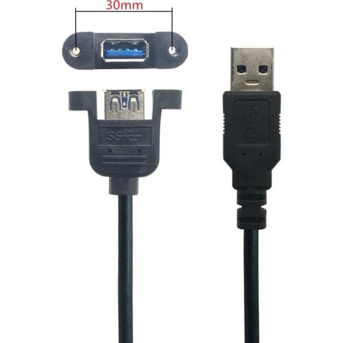 USB 3.0 A Female Panel Mount To USB A Male 90 Degree UP/Down/Left/ Right Angle Plug Extension Cable For Computer Host 0.3m 0.6m