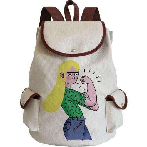 Vitality Girl Print Book Bag Large Capacity School Bag Outdoor Casual Bags Cartoon All-Match Drawstring Backpack Eco Bag Female