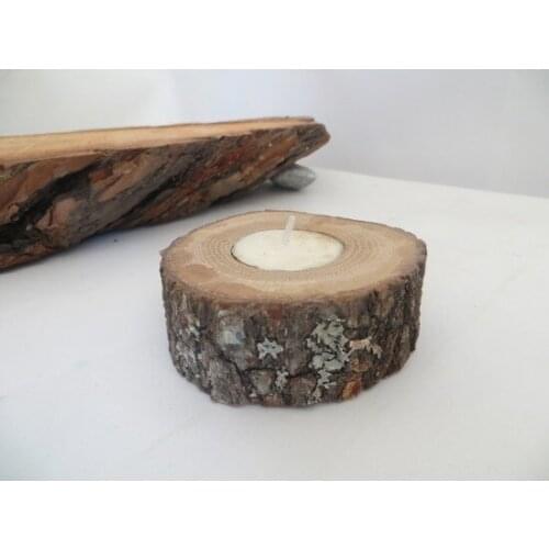 Green Wood Billet Tealight candle Holder candle and candlestick свеча и подсвечник vela y candelero