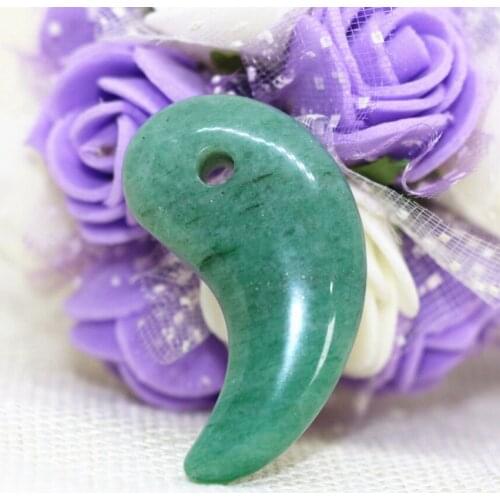 Fashion green chalcedony jades gems stone magatama pendant 19*35mm women fit for diy necklace accessories elegant jewelry B1828