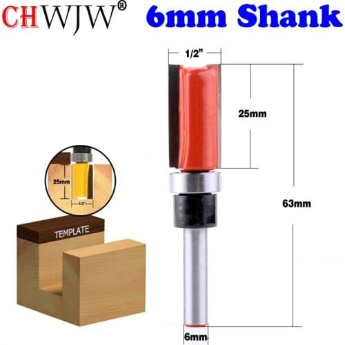 1PC 6mm Shank Template Trim Hinge Mortising Router Bit Straight end mill trimmer cleaning flush trim Tenon Cutter forWoodworking