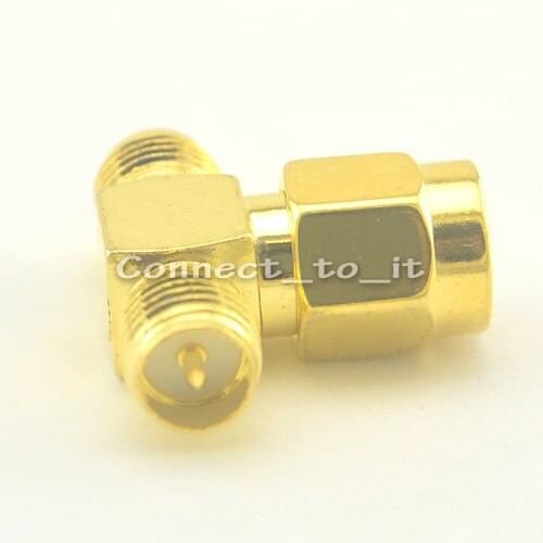 100 Pieces SMA adapater RP-SMA Plug male to 2 RP-SMA Jack female adapter 3 way conne