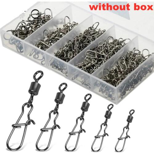 100PCS Pike Fishing Accessories Connector Pin Bearing Rolling Swivel Stainless Steel Snap Fishhook Lure Swivels Tackle