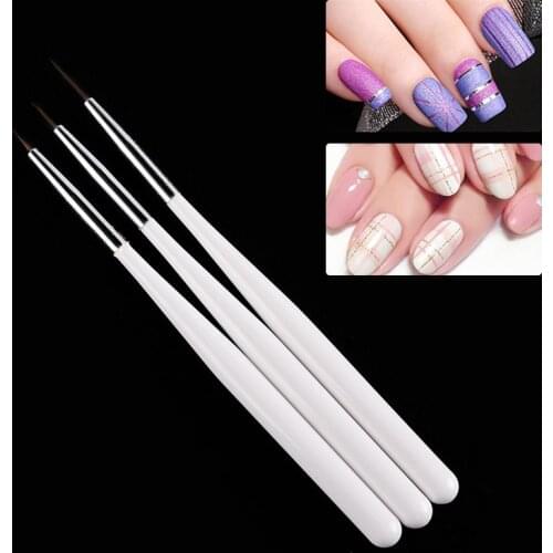 3pc/set Nail Art Brush Stroke Flower Carving Pen Oblique Paint Pen Nail Polish Glue Pen DIY Acrylic UV Gel Brushes Manicure Tool