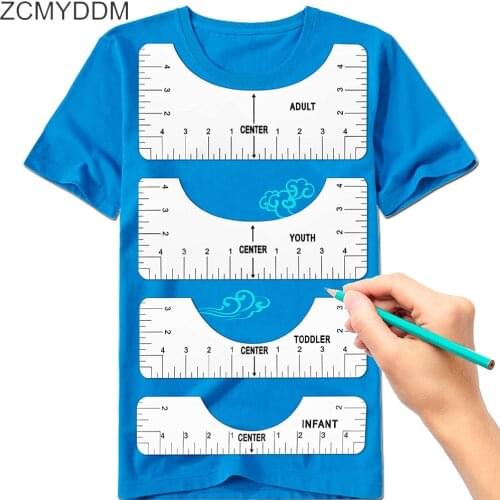 ZCMYDDM 4pcs T-Shirt Alignment Ruler T Shirt Alignment Tool for Chart Drawing Template Clothing Pattern Design Sewing Tools